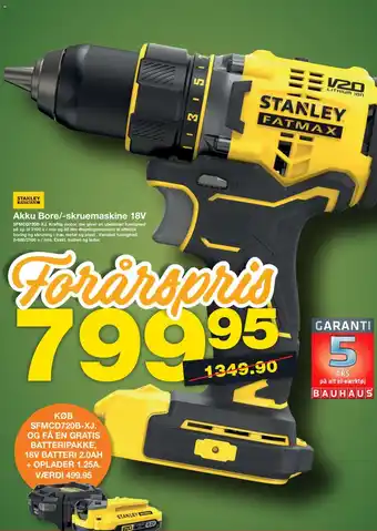 Bauhaus STANLEY FATMAX Akku Bore/-skruemaskine 18V tilbud