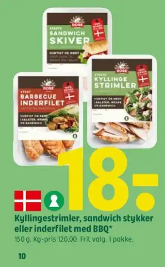 Coop 365 Kyllingestrimler, sandwich stykker eller inderfilet med BBQ* tilbud