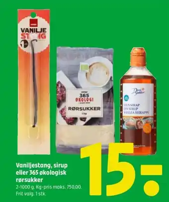 Coop 365 Vaniljestang, sirup eller 365 økologisk rørsukker tilbud