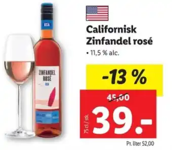 Lidl Californisk Zinfandel rosé tilbud