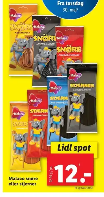Lidl Malaco snøre eller stjerner tilbud