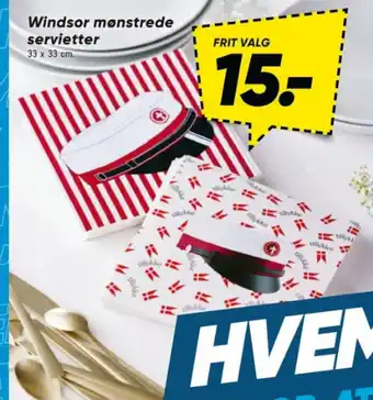 Bilka Windsor mønstrede servietter tilbud