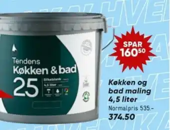Bilka Køkken og bad maling 4,5 liter tilbud
