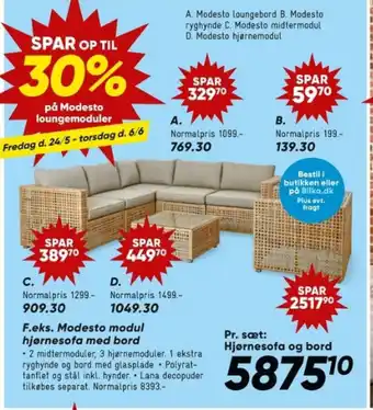 Bilka Modesto modul hjørnesofa med bord tilbud
