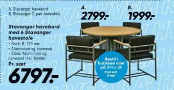 Bilka Stavanger havebord med 4 Stavanger havestole tilbud