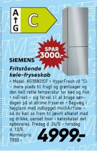 Bilka Fritstående køle-fryseskab tilbud