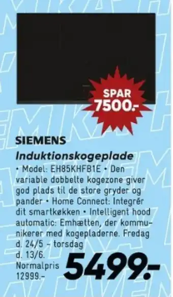 Bilka SIEMENS Induktionskogeplade tilbud