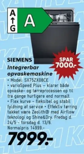 Bilka SIEMENS Integrerbar opvaskemaskine tilbud
