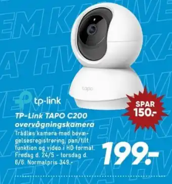 Bilka TP-Link TAPO C200 overvågningskamera tilbud