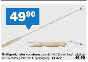 Grillspyd, teleskopstang