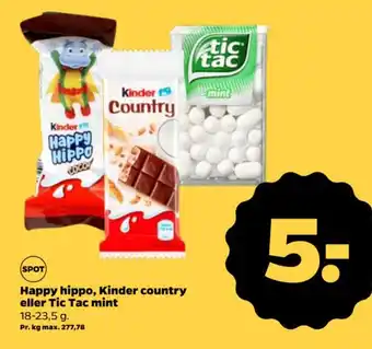 Happy hippo, Kinder country eller Tic Tac mint