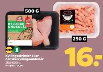 Netto Kyllingestrimler eller danske kyllingeunderlår tilbud