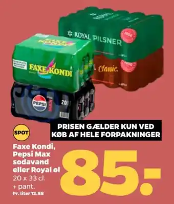 Netto Faxe Kondi, Pepsi Max sodavand eller Royal øl tilbud