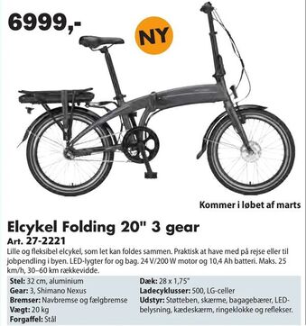 Biltema Elcykel Folding 20" 3 gear tilbud