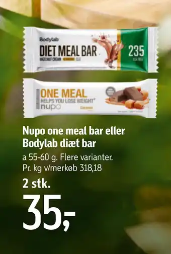 Føtex Nupo one meal bar eller Bodylab diæt bar tilbud