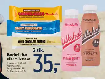 Føtex Barebells bar eller milkshake tilbud