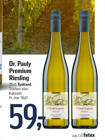Føtex Dr. Pauly Premium Riesling tilbud
