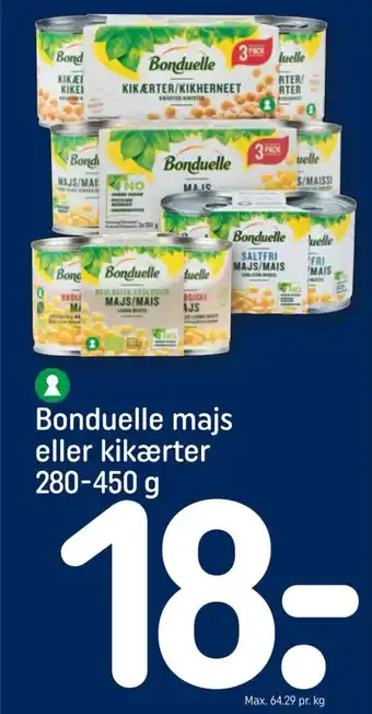 REMA 1000 Bonduelle majs eller kikærter 280-450 g tilbud