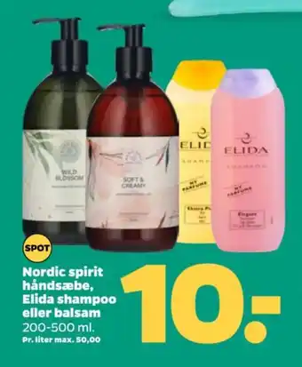 Netto Nordic spirit håndsæbe, Elida shampoo eller balsam tilbud