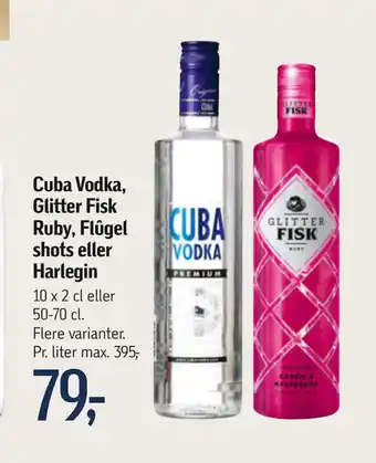 Cuba Vodka, Glitter Fisk Ruby, Flûgel shots eller Harlegin