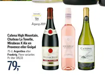 Føtex Catena High Mountain, Chateau La Tonelle, Mirabeau X Aix en Provence eller Guigal tilbud