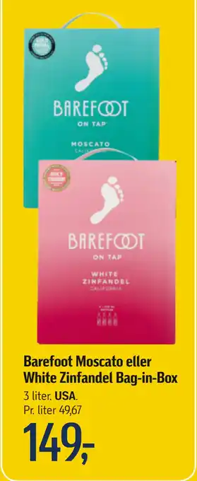 Føtex Barefoot Moscato eller White Zinfandel Bag-in-Box tilbud
