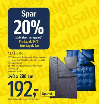 Føtex Spar 20% på Maison sengesæt tilbud