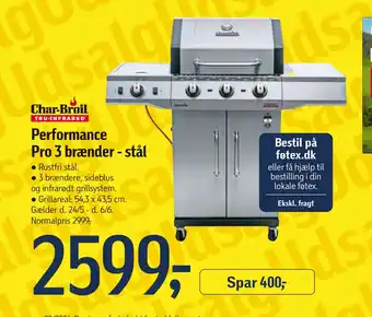 Føtex Performance Pro 3 brænder - stål tilbud