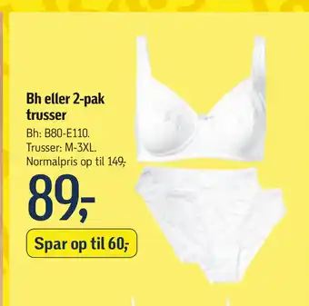Føtex Bh eller 2-pak trusser tilbud