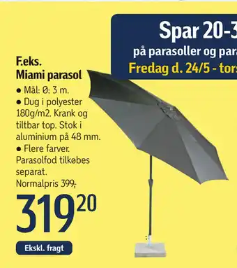 Føtex Miami parasol tilbud