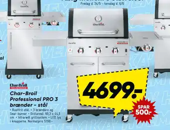 Bilka Char-Broil Professional PRO 3 brænder - stål tilbud