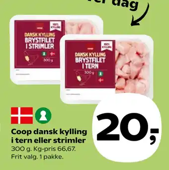SuperBrugsen Coop dansk kylling i tern eller strimler tilbud