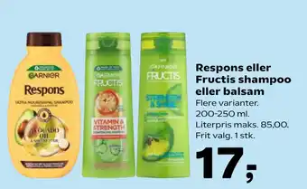 SuperBrugsen Respons eller Fructis shampoo eller balsam tilbud