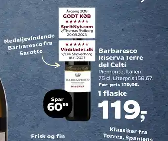 Kvickly Barbaresco Riserva Terre del Celti tilbud