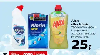 Kvickly Ajax eller Klorin tilbud
