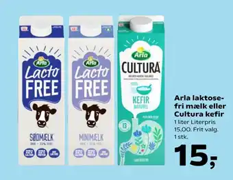 Kvickly Arla laktosefri mælk eller Cultura kefir tilbud