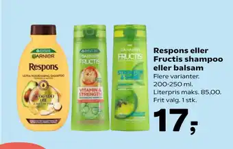 Kvickly Respons eller Fructis shampoo eller balsam tilbud