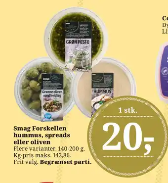 Dagli'Brugsen Smag Forskellen hummus, spreads eller oliven tilbud