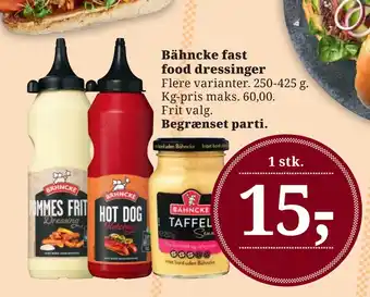 Dagli'Brugsen Bähncke fast food dressinger tilbud
