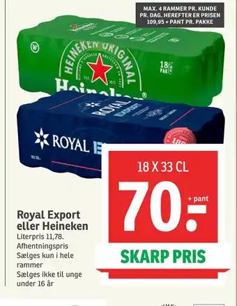 SPAR Royal Export eller Heineken tilbud