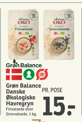 SPAR Grøn Balance Danske Økologiske Havregryn tilbud