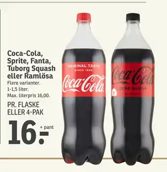 SPAR Coca-Cola, Sprite, Fanta, Tuborg Squash eller Ramlösa tilbud