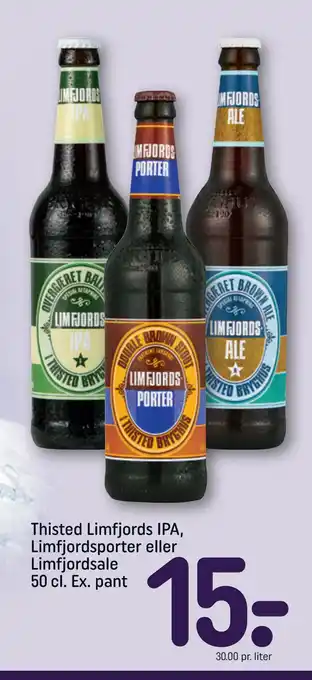 REMA 1000 Thisted Limfjords IPA, Limfjordsporter eller Limfjordsale 50 cl. Ex. pant tilbud