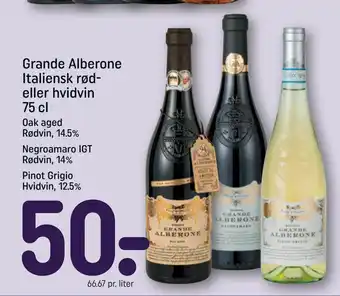 REMA 1000 Grande Alberone Italiensk rød- eller hvidvin 75 cl tilbud