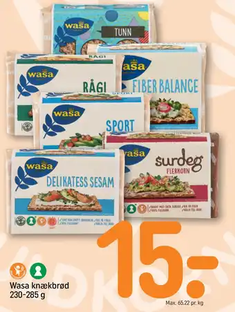 REMA 1000 Wasa knækbrød 230-285 g tilbud
