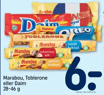 REMA 1000 Marabou, Toblerone eller Daim 28-46 g tilbud
