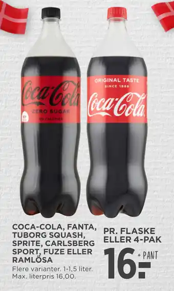 MENY COCA-COLA, FANTA, TUBORG SQUASH, SPRITE, CARLSBERG SPORT, FUZE ELLER RAMLÖSA tilbud