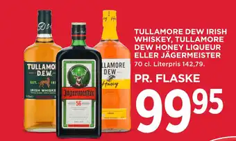 MENY TULLAMORE DEW IRISH WHISKEY, TULLAMORE DEW HONEY LIQUEUR ELLER JÄGERMEISTER tilbud