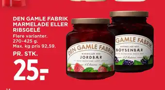 MENY DEN GAMLE FABRIK MARMELADE ELLER RIBSGELÉ tilbud