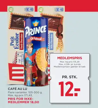 MENY CAFÉ AU LU tilbud